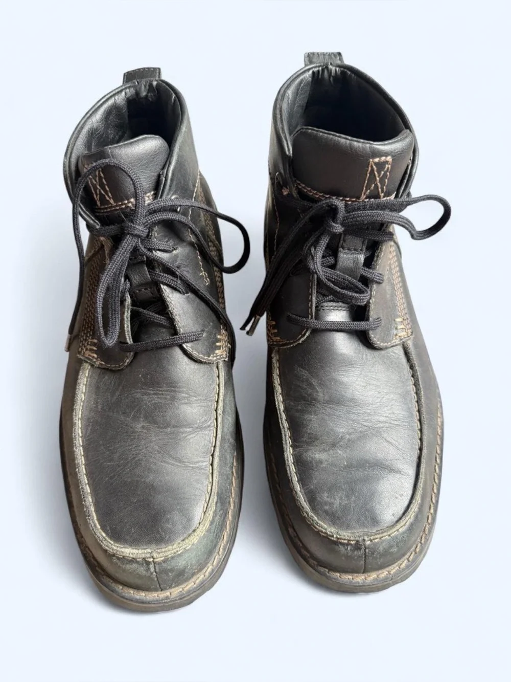 Timberland Black Leather Lace-Up Work Boots